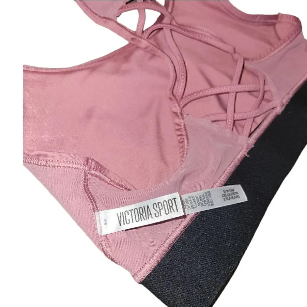 Victorias Secret Sport Player Racerback Wireless Unlined Sports Bra Rose Pink S